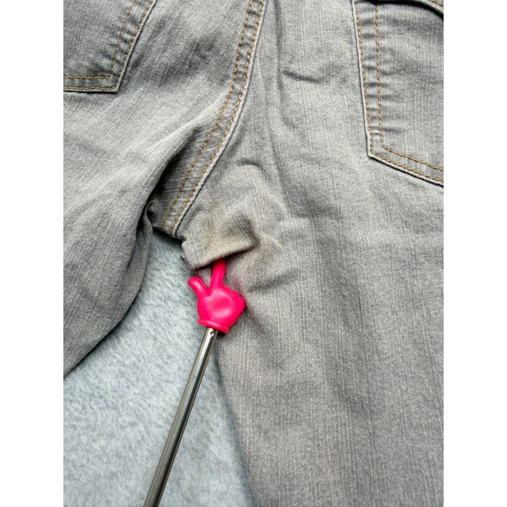 Angels Jeans Womens Gray Straight Leg Denim Pants Double Button Size 7/8 - Picture 10 of 11
